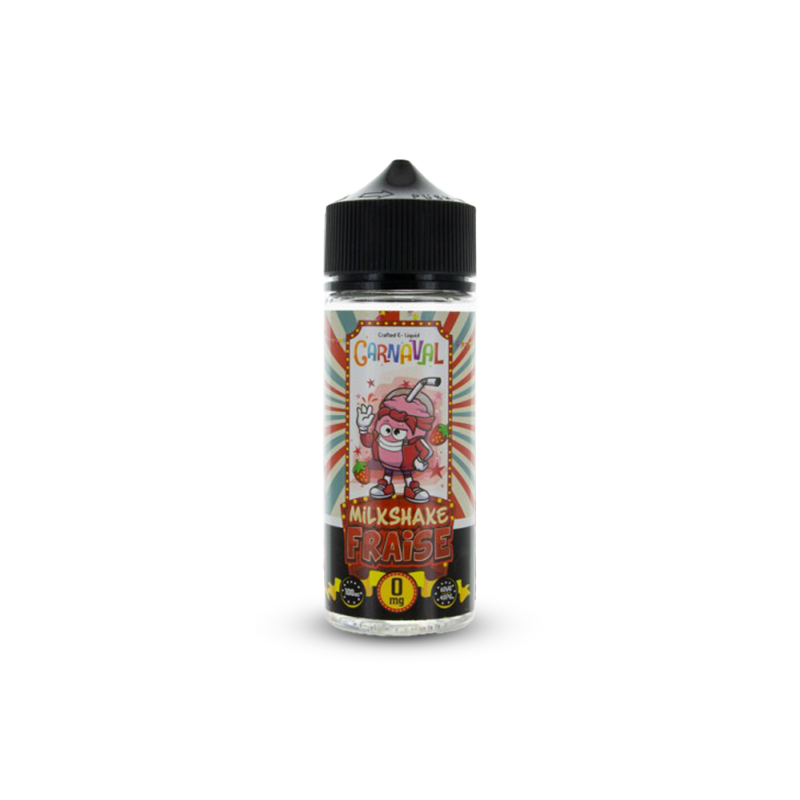 Eliquide MILKSHAKE FRAISE 0MG 100ML CARNAVAL FRENCH LAB  sur Anticlope expert en cigarettes électroniques depuis 2011